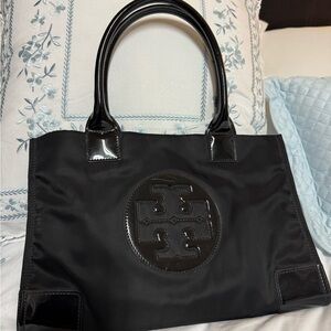Tory Burch Black Patent Leather Trim Tote